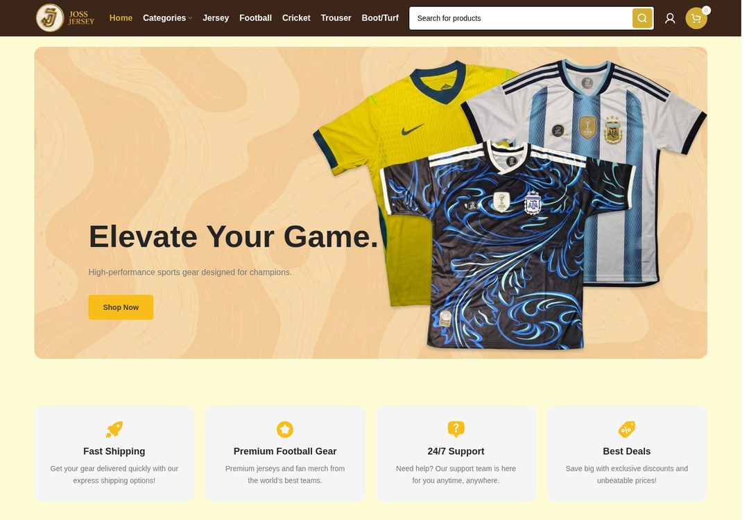 Joss Jersey BD — DevFlow-এর তৈরি জার্সি শপ